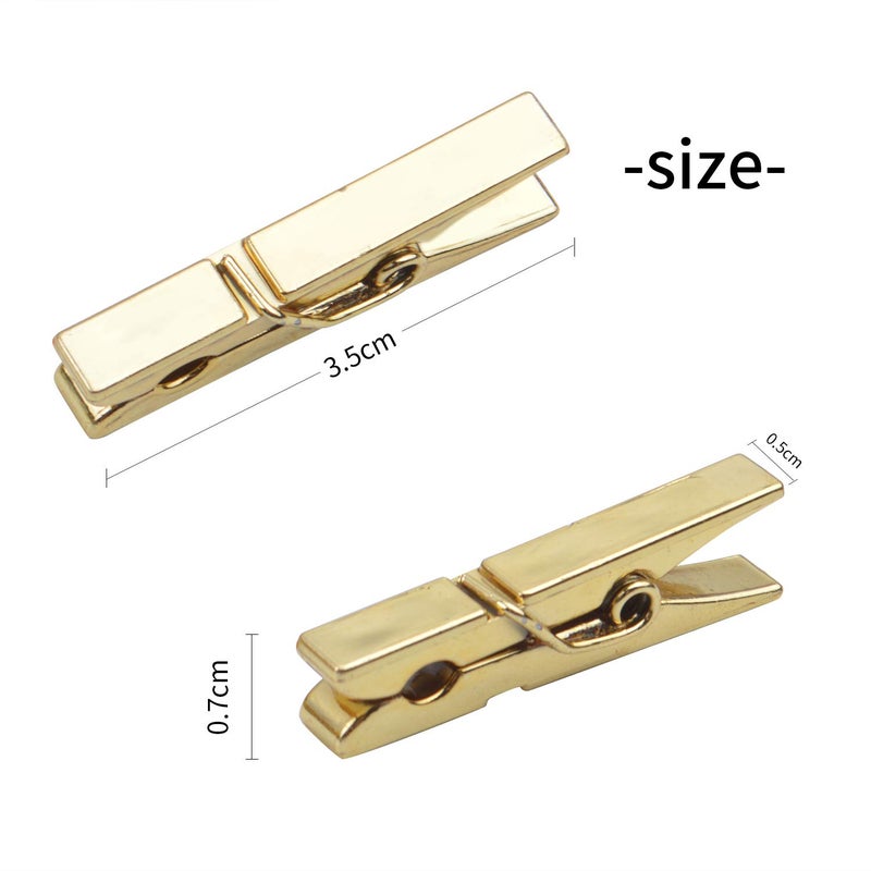 Aylifu Mini Plastic Clips, 100 Pieces Utility Photo Clips Paper Peg Clothes Line Clips - 3.5 x 0.5 x 0.7cm, Gold - Image 4